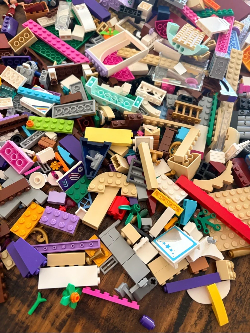 Lego Friends & Disney Mixed Color Building Pieces - Purple Pink White Tan